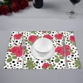 thumbnail image 2 of MKHERT Red Roses with Black Polka Dots Circles Placemats Table Mats for Dining Room Kitchen Table Decoration 12x18 inch,Set of 4, 2 of 4