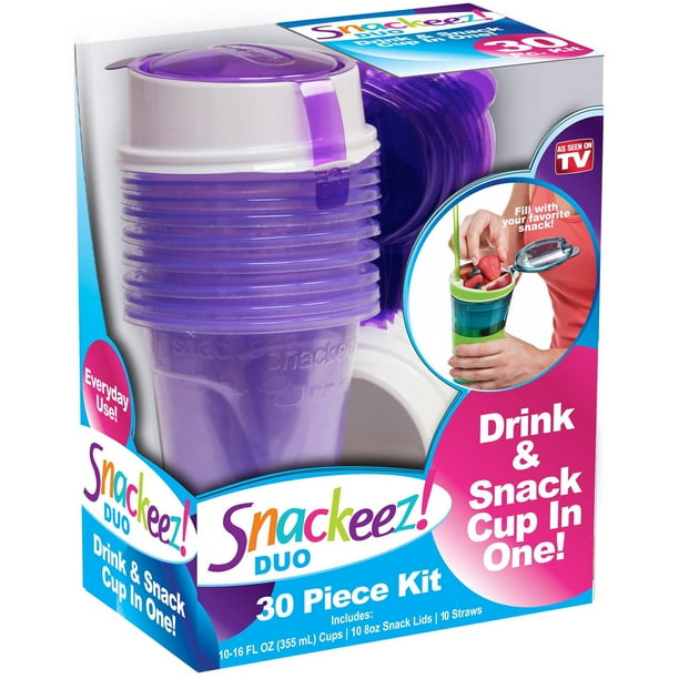 Snackeez Duo 30 Piece Plastic Snack and Drink Traveler Cup Set