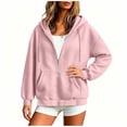 thumbnail image 4 of Luvrsol Hoodies for Women Zip Front Sweatshirt Jacket Drawstring Outerwear with Pockets Outdoor Daily S-2XL, 4 of 5