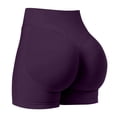 thumbnail image 5 of Women's Seamless Solid Color Running Shorts – 3-Inch Inseam Hip-Enhancing Yoga Shorts for Fitness, HIIT & Cross-Training,Dark Purple XL, 5 of 5