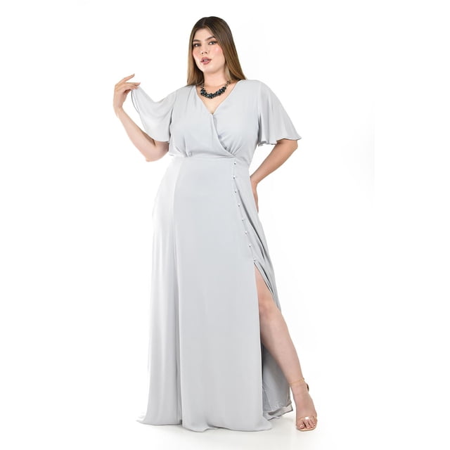Vestido largo con abertura Roman Fashion / Tallas Extras, 2010 (Gris) gris 42