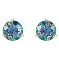 thumbnail image 3 of 2 Ct Round Cut Studs Blue Moissanite 14K Rose Solid Solid Gold Everyday Dainty Earrings Screw Back, 3 of 7