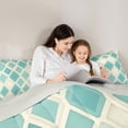 thumbnail image 4 of Feelyou Vintage Checkered Full Size Comforter Sets, Fashion Geometric Bedding Comforter Set, Chic Teal Plaid Reversible Bedding Sets, Luxury Bedroom Decor,3-Piece, 4 of 8