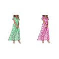 thumbnail image 1 of (2-Pack) Rinsvye Womens Beach Maxi Dress Chiffon Floral Sleeveless Ruffle Hem V Neck Summer Vacation Wear, 1 of 5