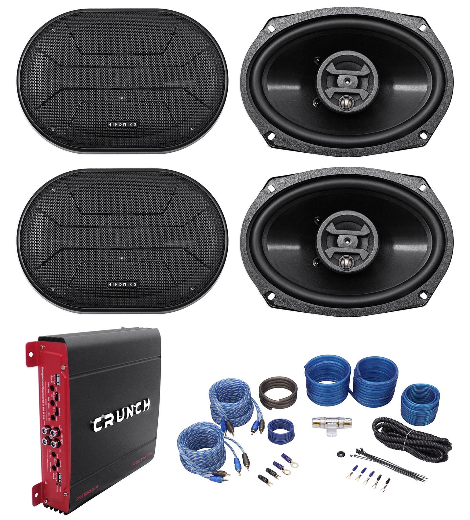 (4) Hifonics ZS693 6x9" 1600 Watt Car Audio Speakers+4Channel