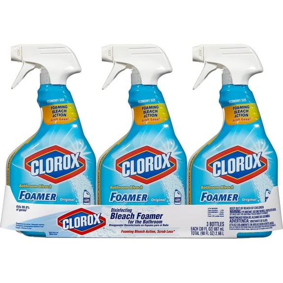 Clorox Bleach Foamer Bathroom Spray, 30 oz. Bottles(Pack of 3)