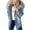 Light blue, variant on CALAFEBILA Women Denim Tops Womens Fall Fashion 2023 Fleece Oversized Jean Jacket Coat Long Sleeve Single-Breasted Denim Jacket With Pockets