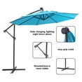 thumbnail image 6 of 10ft Outdoor Offset Hanging Umbrella, Patio Cantilever Market Umbrella with Solar Panel, Crank System, 24 LED Lights and 8 Steel Ribs, UV Resistant Outdoor Umbrella, for Yard, Garden, Pool, Blue, D853, 6 of 10