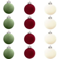 YHAJDS 12PCS Velvet Christmas Balls 8cm/3.15in Xmas Tree Ornaments Velvet Balls Shatterproof Xmas Bulbs Decorations Ball Sets Christmas Tree Hanging Balls for Wedding Holiday Party Decorations