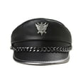 thumbnail image 2 of Novelty Winter Men's Genuine Leather Hat Male Flat Top Badge Locomotive Retro Caps Students Punk Cortical Chain Gorra ,Soft Touch, 2 of 4