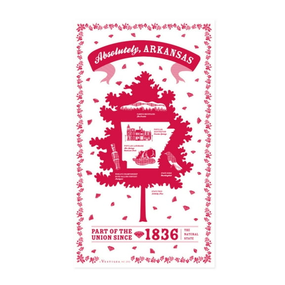 Vestiges Arkansas State Souvenir Tea Towel 21.5" x 32" Eco-Friendly