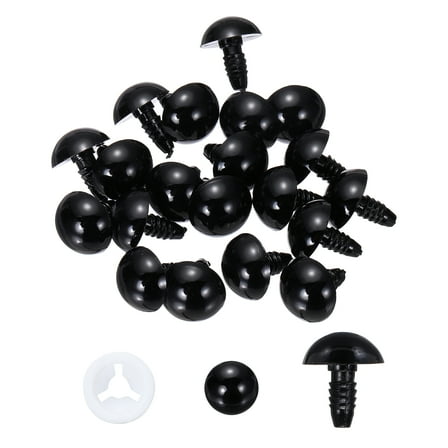 Uxcell 16mm Safety Eyes, 20 Pcs Plastic Craft Eyes with Protective Film Safety Eyes with Washers for Stuffed Animals Crochet Toys Dolls DIY Craft Making, Black
