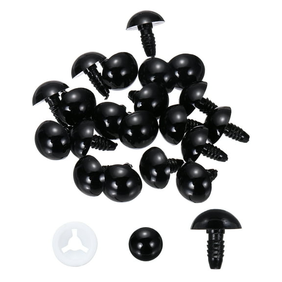 Uxcell 16mm Safety Eyes, 20 Pcs Plastic Craft Eyes with Protective Film Safety Eyes with Washers for Stuffed Animals Crochet Toys Dolls DIY Craft Making, Black