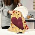 thumbnail image 3 of Two Red Hearts Dish Towels Set of 1, Happy Valentines Day Washable Tea Towels Dishcloths Lint-Free 18x28 Inch Fast Drying for Home Kitchen Clean, 3 of 7