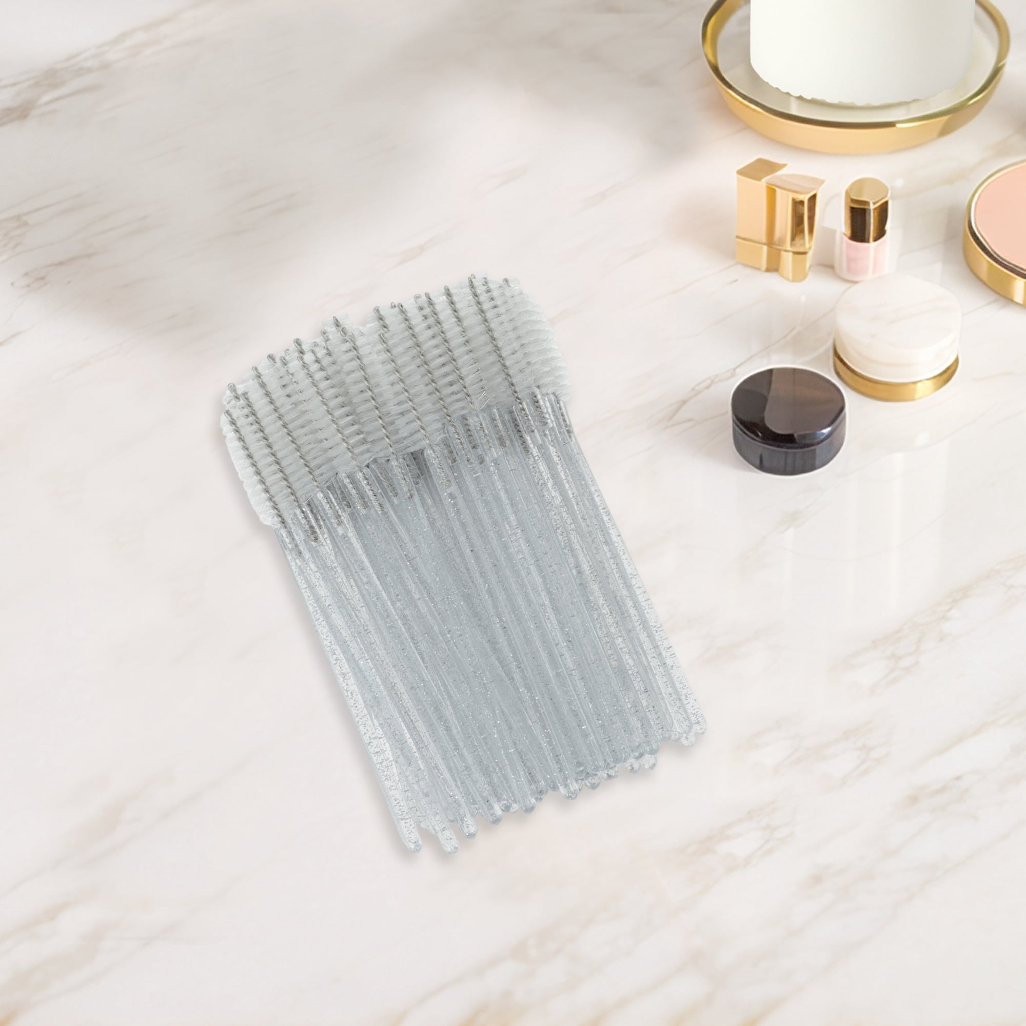 Unique Bargains 100 Pcs Portable Eyelash Brush with Protective Case for Vacation White