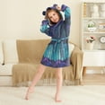 thumbnail image 3 of FORMRS Niños Bathrobe Unisex Hooded Robe Soft Plush Pajamas Sleepwear, Size 7-9T, Purple Moonlight Forest, 3 of 7