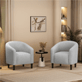 thumbnail image 3 of Renwick Corduroy Fabric Accent Barrel Chair with Elastic Foam Fills, Set of 2, Light Gray, 3 of 9