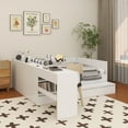 thumbnail image 2 of Full size Wooden Platform Bed with 6 Drawers, Shelves and Dressing Table, White, 2 of 14