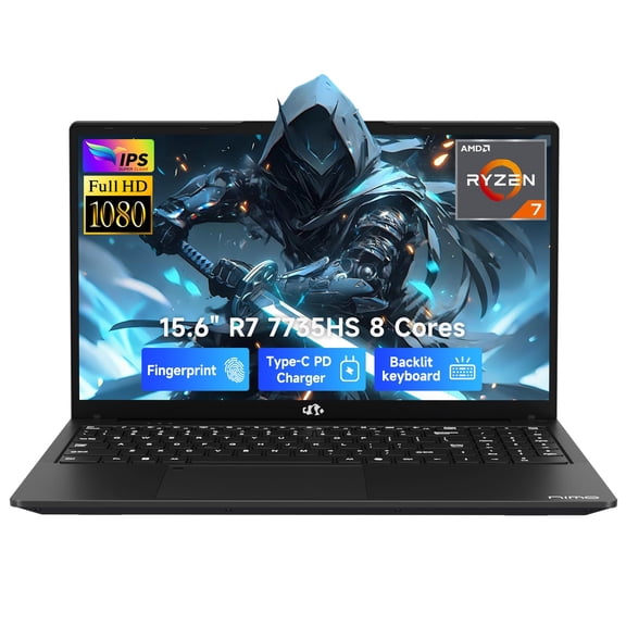 NIMO 15.6" FHD IPS Gaming Laptop, AMD Ryzen 7 7735HS 16GB DDR5 RAM 1TB SSD (8C/16T, Beat i7-12650H) Radeon 680M Graphics, 100W PD, 180Viewing, Fingerprint, Backlit Keyboard for Creators & Students