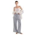 thumbnail image 3 of SWQZVT Women's Linen Wide Leg Pants High Waisted Palazzo Lounge Pants Drawstring Elastic Waist Casual Summer Beach Vacation Pants with Pockets, 3 of 6