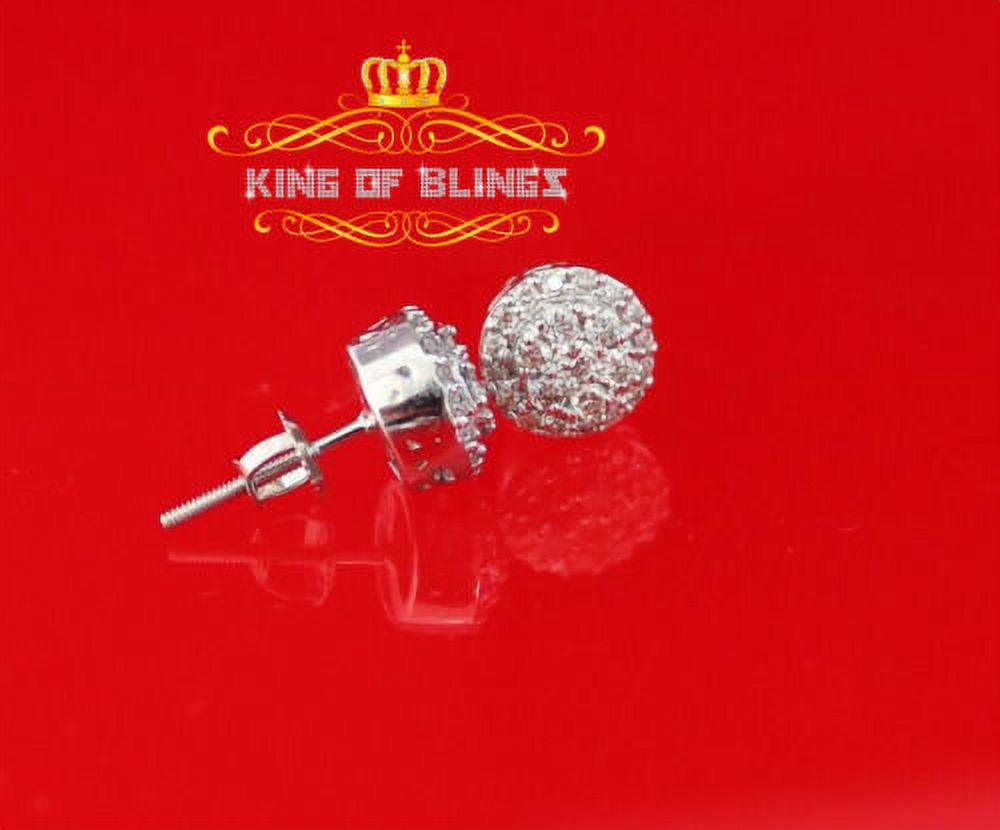 King of Bling's 10K Real White Gold Real Diamond 0.55ct Men's/Women's Stud Round Earrings