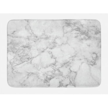 Marble Bath Mat, Nature Granite Pattern with Cloudy Spotted Trace Effects Marble Artistic Image, Non-Slip Plush Mat Bathroom Kitchen Laundry Room Decor, 29.5 X 17.5 Inches, Pale Grey Dust, Ambesonne
