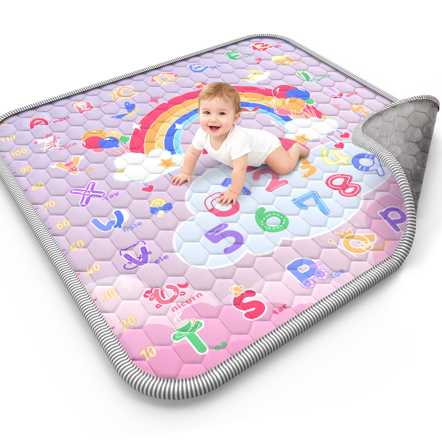 Wonderstone 50" x 50" Baby Play Mat, Pink photo 1