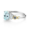 thumbnail image 3 of Gem Stone King 925 Silver and 10K Yellow Gold 3-Stone Ring Oval Sky Blue Topaz and Moissanite (2.50 Cttw, Size 7), 3 of 3