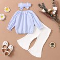 thumbnail image 4 of Xingqing 3PCS Bébé Toddler Bébé Filles à Manches Longues Imprimé T-shirt Solid Color Évasé Pantalon Long, 4 of 9