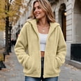 thumbnail image 6 of Luvrsol Womens Winter Coat Hooded Fleece Teddy Jacket Drawstring Relaxed Fit Warm Sherpa Coat, Khaki S-3XL, 6 of 9