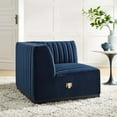 thumbnail image 2 of Modular Sofa Corner Chair, Blue Navy, Velvet, French Living Lounge Cafe Lobby Hospitality Restaurant, Modern Contemporary Boutique HB33756, 2 of 6