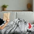 thumbnail image 3 of Grunge Soft Flannel Fleece Throw Blanket, Gondola Silhouette on Venetian Canal with I Love Venice Frame Illustration, Cozy Plush for Indoor and Outdoor Use, 50" x 60", Red Black White, by Ambesonne, 3 of 5