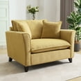 thumbnail image 2 of Euroco 46.9" Oversized Armchair, Chenille Fabric, Comfy Chair and a Half Single Sofa with Pillow for Living Room Bedroom Office Apartment, Yellow, 2 of 9