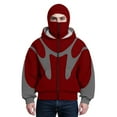 thumbnail image 4 of Dwelliawo Mens Balaclava Hoodie with Mask Warm Face Fashion Double Layered Hoodie with Eye Mask Hip Hop Zip Up Y2k Jackets Wine S, 4 of 4