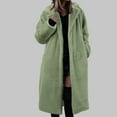 thumbnail image 2 of Trench Coat Women Winter Coats for Women Womens Winter Warm Lapel Fuzzy Coat Jacket Overcoat Spliced Mid Length Coat Suit Collar, 2 of 4
