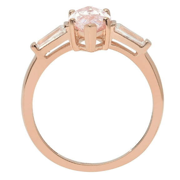 2 ct Marquise Cut Simulated Pink Diamond Three-Stone Engagement Ring for Women in 18K Rose Gold