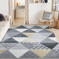 thumbnail image 5 of Hasoo 8'x 10' Large Geometric Area Rug Washable Modern Living Room Rug Non-Slip Stain Resistant Triangle Trellis Floor Carpet for Laundry Room, Grey/Yellow, 5 of 6