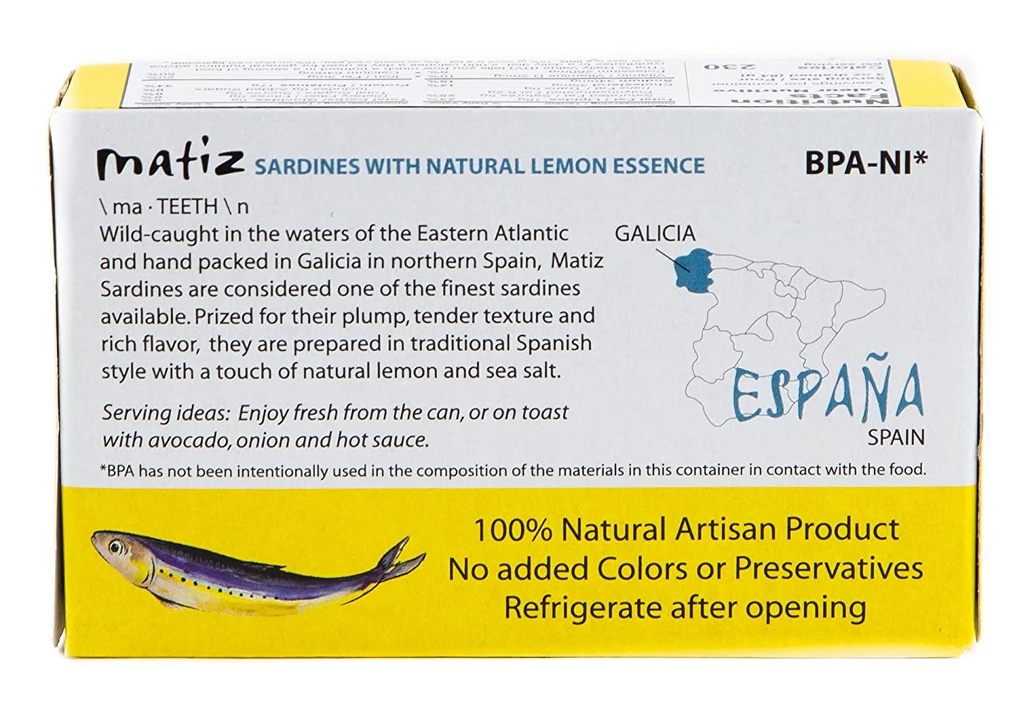 Matiz Wild Caught Sardines with Natural Lemon Essence, 4.2 Ounce, Pack of 5
