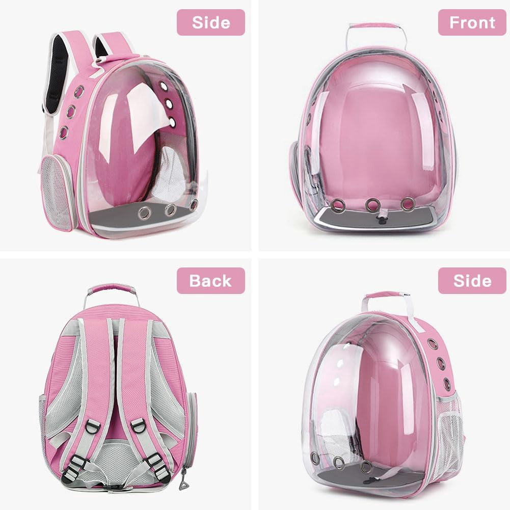 Cat Backpack Carrier,Pet Bubble Carrying Bag Airline Approved, Pet Travel Carrying Bag for Small Medium Cats and Puppy with Hiking Walking Outdoor Use(Pink)