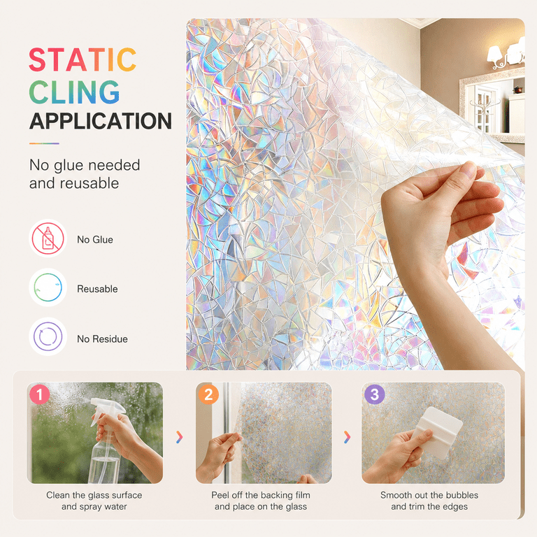 3D Rainbow Decorative Window Film, 17.7 x 78.7 Inches photo 8