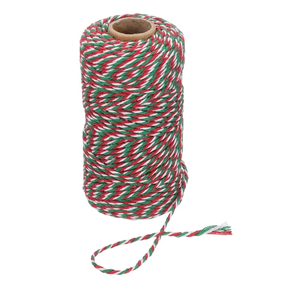 Uxcell 2mm x 109 Yard Cotton Butcher Bakers Twine for Gift Wrapping Arts Crafts Gardening, Green Red White
