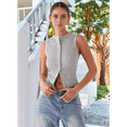 thumbnail image 7 of Women'S Sleeveless Round Neck Slim Fit Ribbed Button Vest Light Gray L, 7 of 7