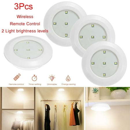 3pcs Wireless Led Puck Lights With Remote Control Led Under