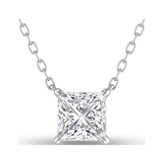 SZUL Women's Lab Grown 1 Carat Floating Princess Cut Diamond Solitaire Pendant in 14K White Gold