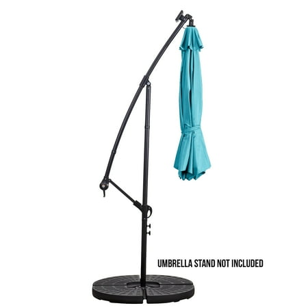 Sun Ray - 10' Offset Aluminum Solar Umbrella - Cross Base - OLEFIN FABRIC - Grey
