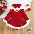 thumbnail image 2 of Fortune Tenue de Noël pour Bébé Robe de Noël pour Bébé Fille Barboteuse en Velours Rouge et Tulle 0-24 Mois, 2 of 8