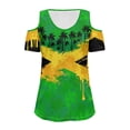 thumbnail image 5 of POLERO Women's Cold Shoulder Tops Short Sleeve V Neck T Shirts Basic Summer Tees Sexy Casual Cut Out Design Fashion Jamaica Graffiti Palm Tree Print S, 5 of 7