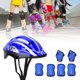 thumbnail image 5 of Casco y almohadillas protectoras de 7 piezas para ciclismo y patinaje: rodilleras, muñecas y coderas, conjunto de equipo de seguridad para niños en azul oscuro, 5 of 8