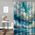 thumbnail image 2 of Orinice Ambesonne teal shower curtain, dreamy intricate foliage with futuristic geometric circles, fabric bathroom décor set with hooks, sea foam fern greenish-grey 60x72, 2 of 7
