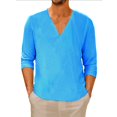 thumbnail image 1 of Mens Thin Long Sleeve V Neck Solid Color T Shirt Blouse Casual Loose Tops Tee, 1 of 6